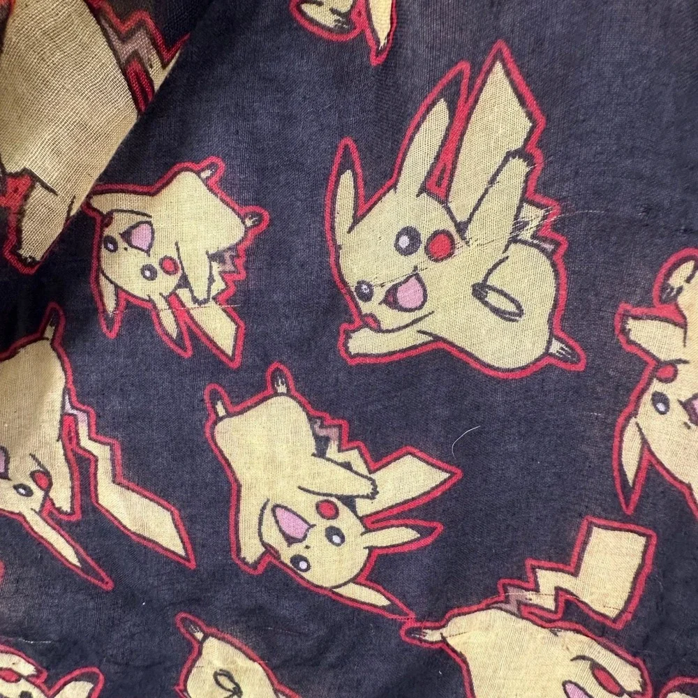Pokemon Pikachu Scarf One Size Black Unisex Polyester Gauze Wrap 72x42